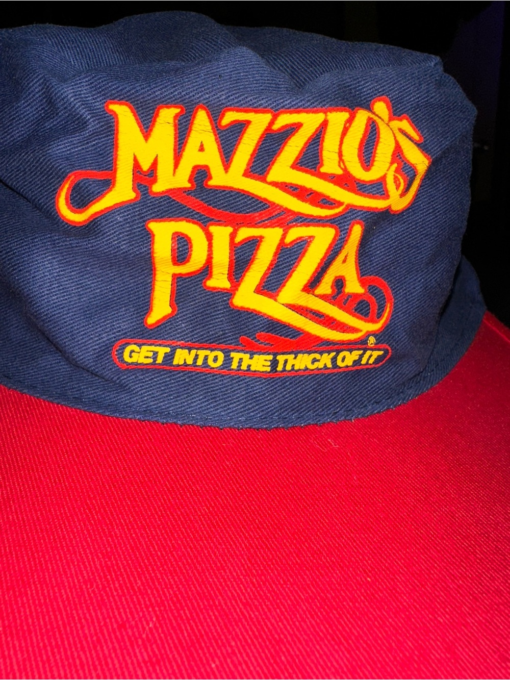 Vintage 1980s Mazzio’s Pizza Employee Visor Hat Restaurant Promo Embroidered